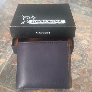 COACH Men’s Dark Blue Leather Wallet